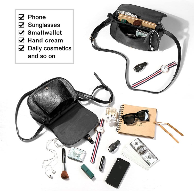 AFKOMST Crossbody Bags for Women,Small Saddle Purse and Boho Cross Body Handbags,Vegan Leather - Image 5